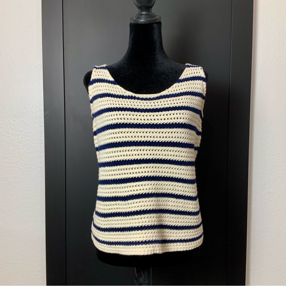 Tuckernuck Navy and Cream Striped Crochet Tank